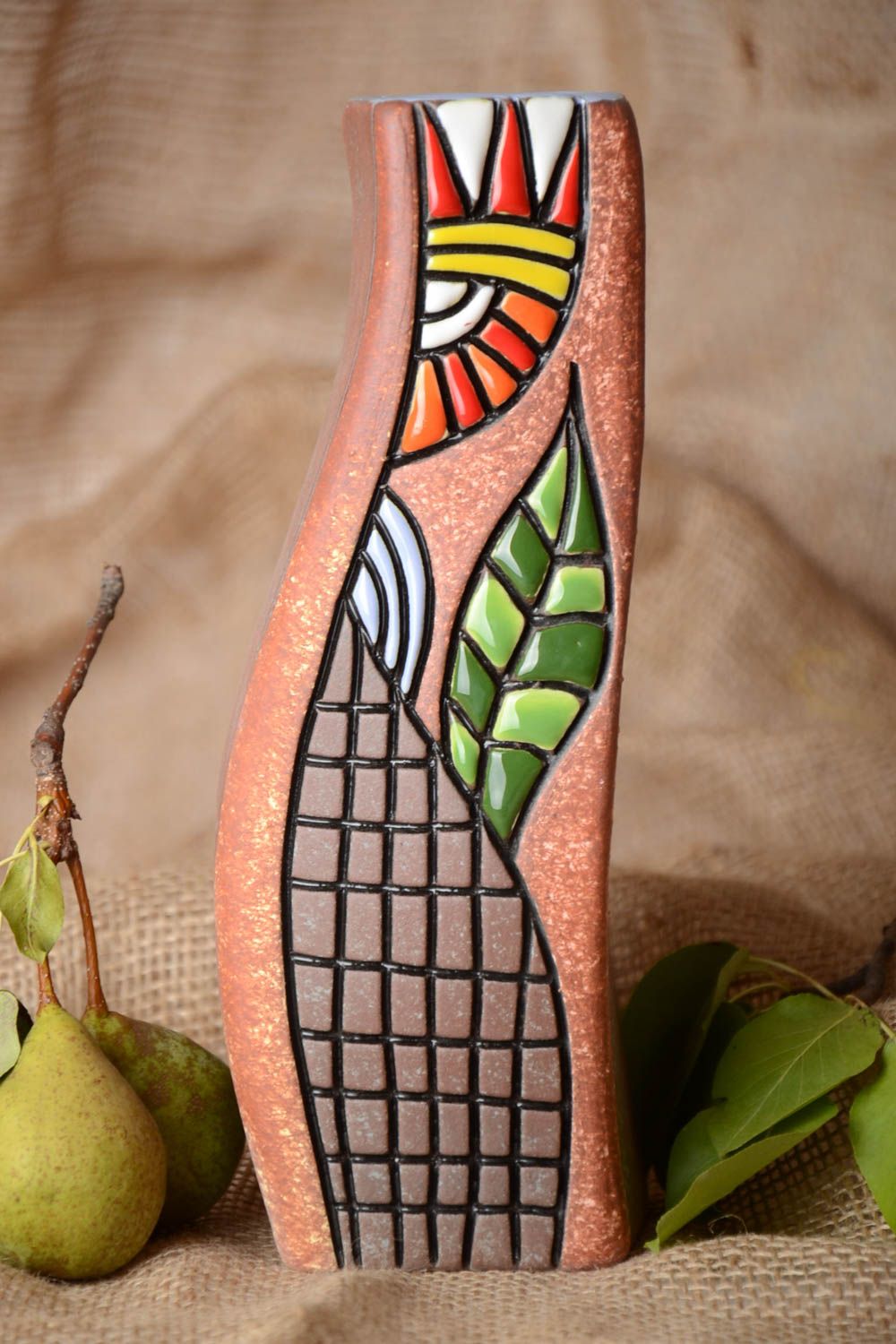 Florero de cerámica hermoso hecho a mano decoración de casa regalo original  foto 1
