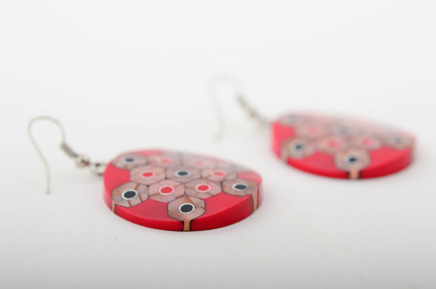 Handmade red designer earrings unusual earrings with charms bright jewelry photo 4