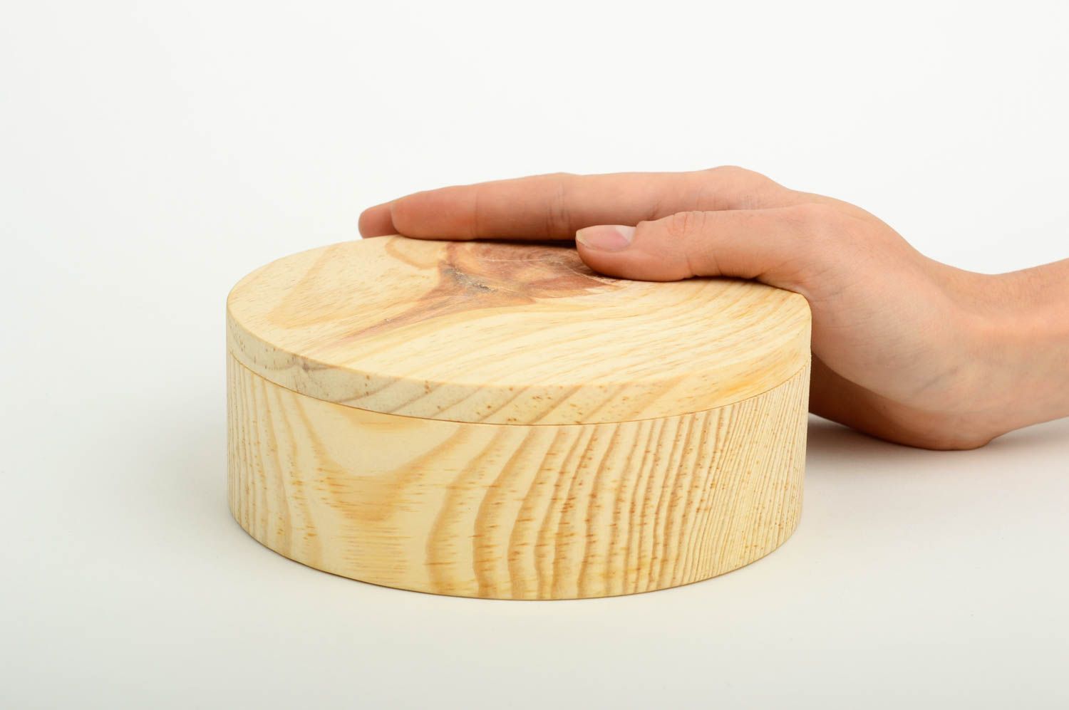 Handmade Schmuck Aufbewahrung Holz Schatulle runde Holzschatulle zum Bemalen  foto 2