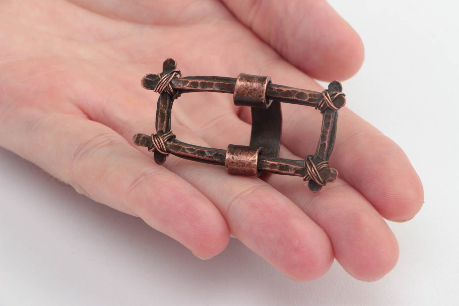 Women's handmade copper ring beautiful volume unusual jewelry photo 5