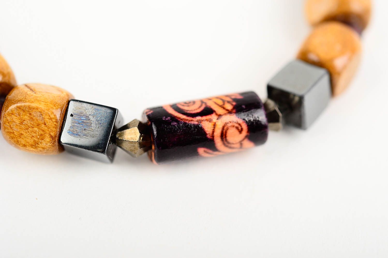 Украшение ручной работы браслет бижутерия яркий браслет из бусин дерево металл фото 4