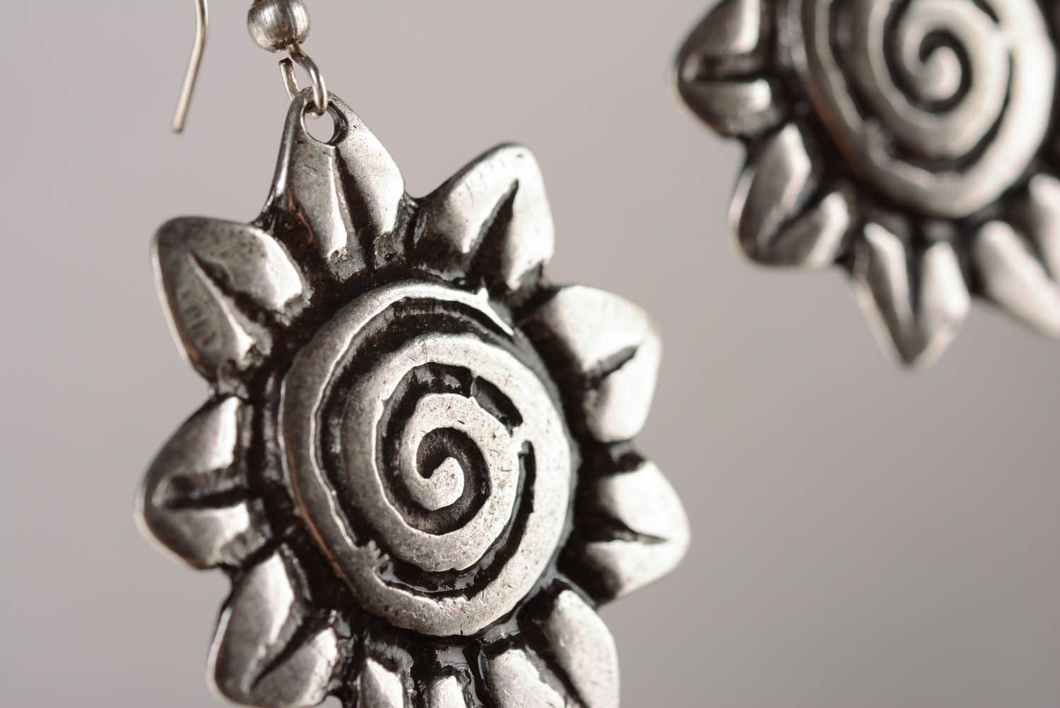 Earrings made of metal Sunflowers photo 2