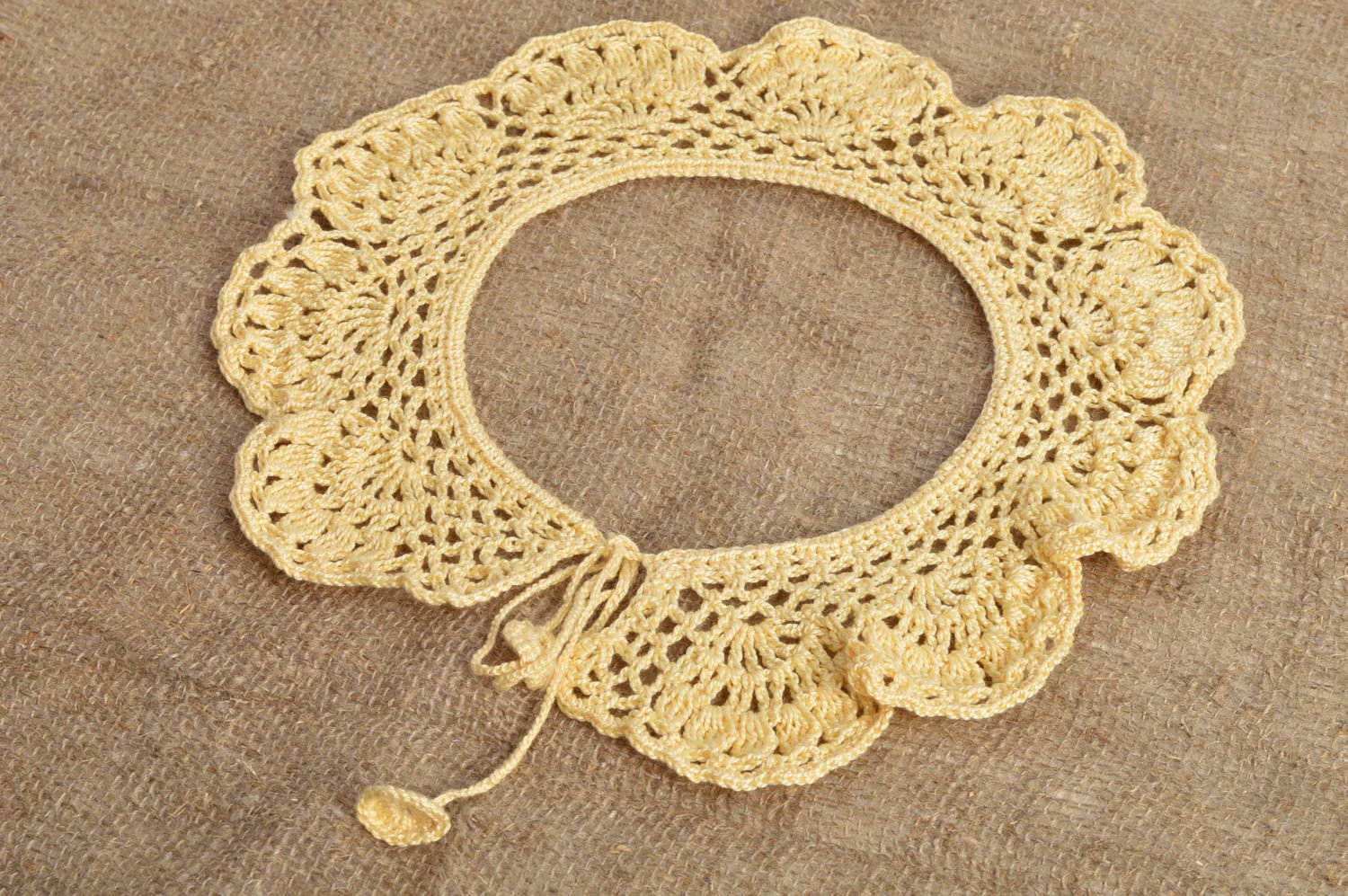 Cuello tejido de algodón artesanal original elegante amarillo desmontable foto 1