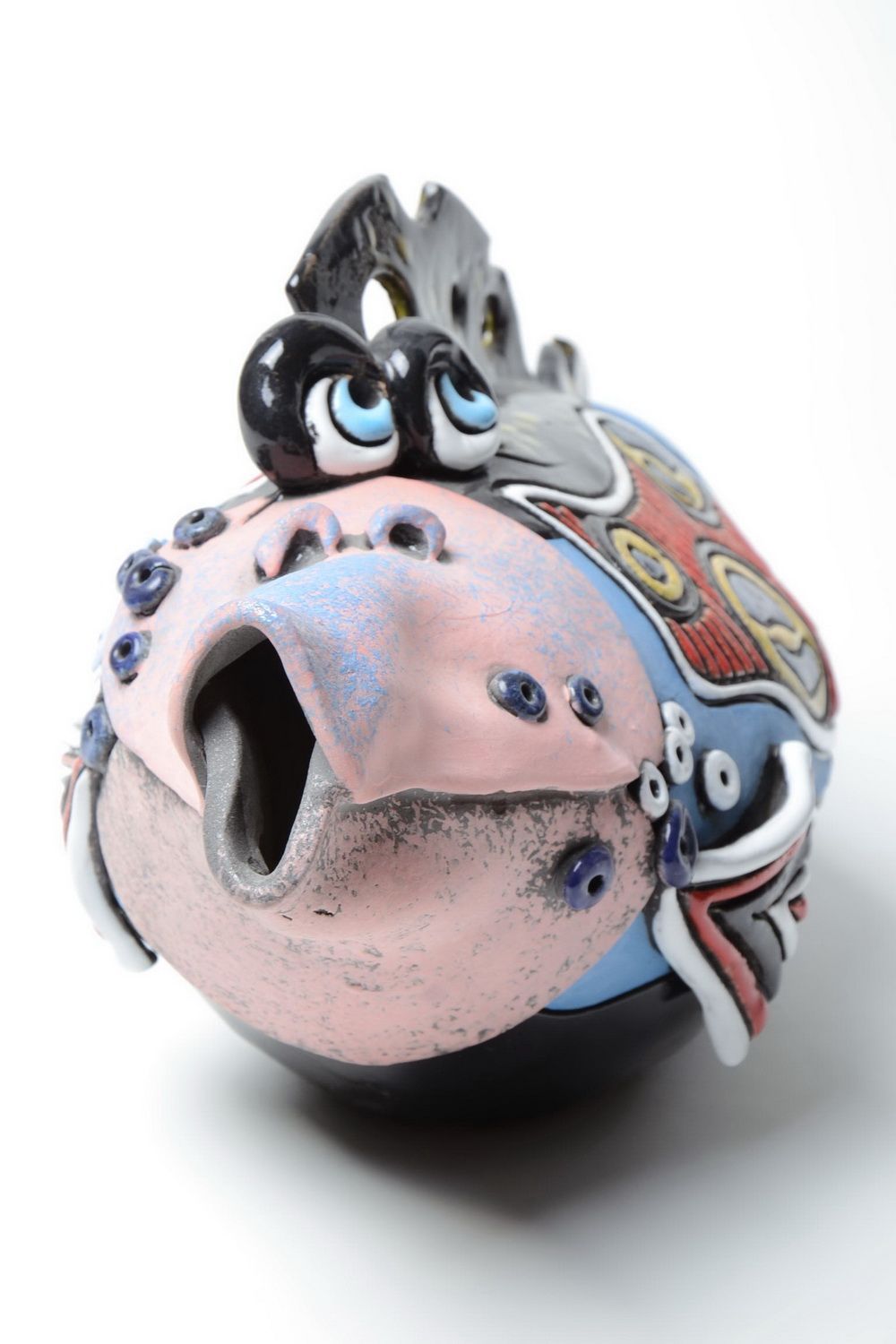 Deko Fisch Figur aus Halbporzellan mit Pigmenten bemalt handmade ungewöhnlich foto 2