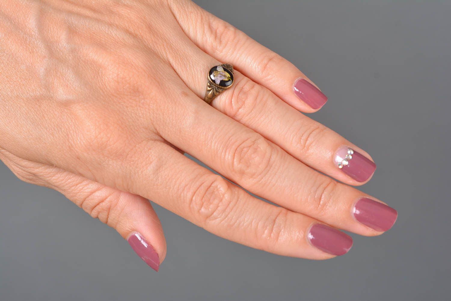 Кольцо ручной работы кольцо из эпоксидной смолы модное кольцо сухоцвет фото 2