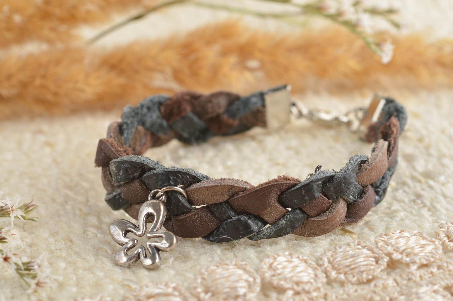 Homemade leather accessories wrist bracelet woven bracelet gifts for women photo 1
