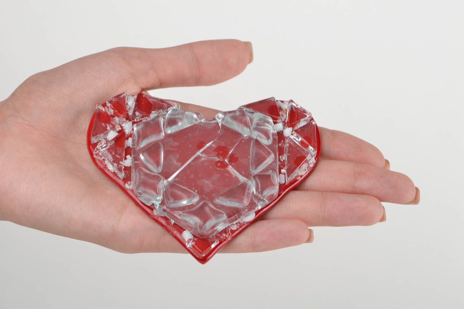 Herz Teelichthalter aus Glas handmade Kerzenständer aus Glas Haus Dekor rot foto 2