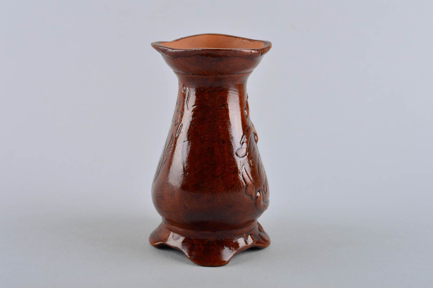 Vase argile fait main Déco maison Cadeau original récipient à fleurs peint photo 3