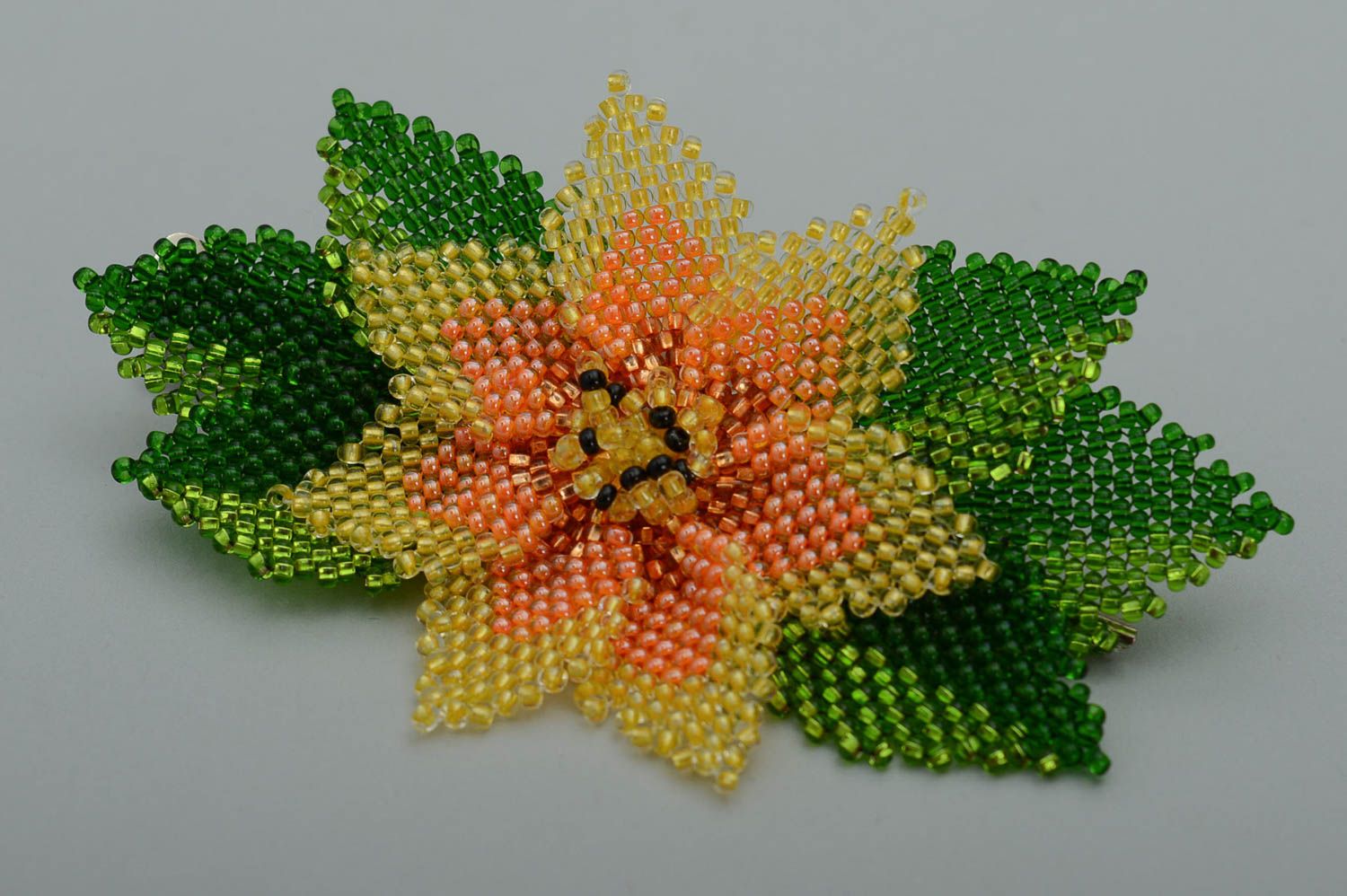 Handmade designer barrette beaded hair clip seed beads accessories for women photo 2