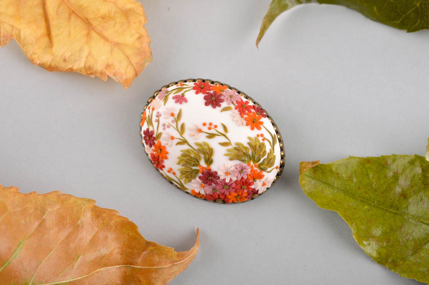 Beautiful handmade floral brooch plastic brooch jewelry  polymer clay ideas photo 1