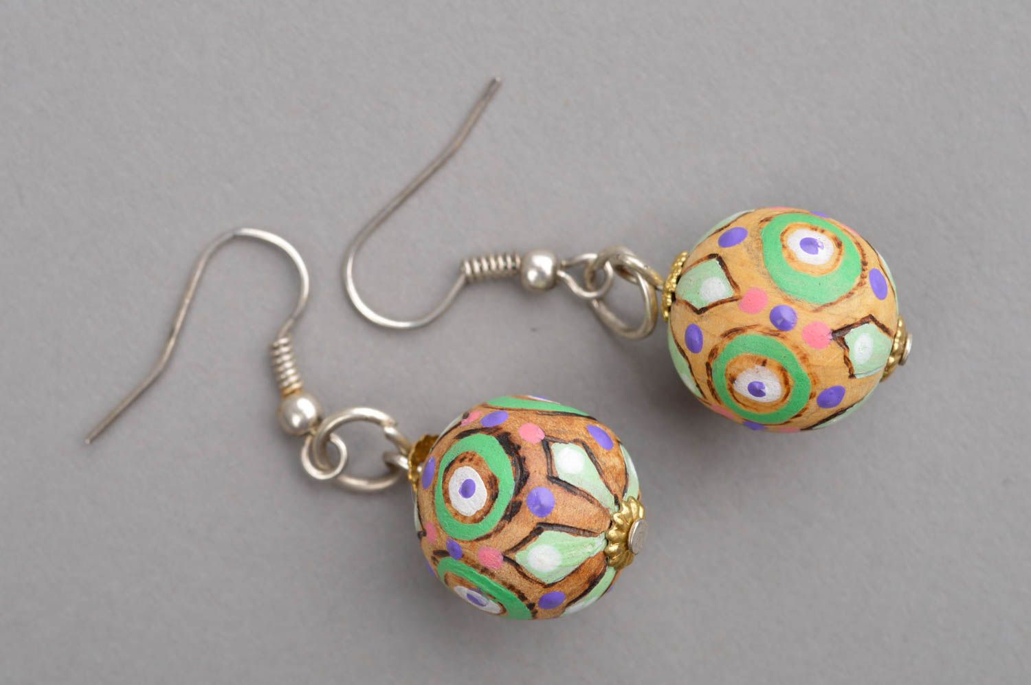 Handmade wooden earrings ball earrings beautiful jewellery gifts for her photo 2
