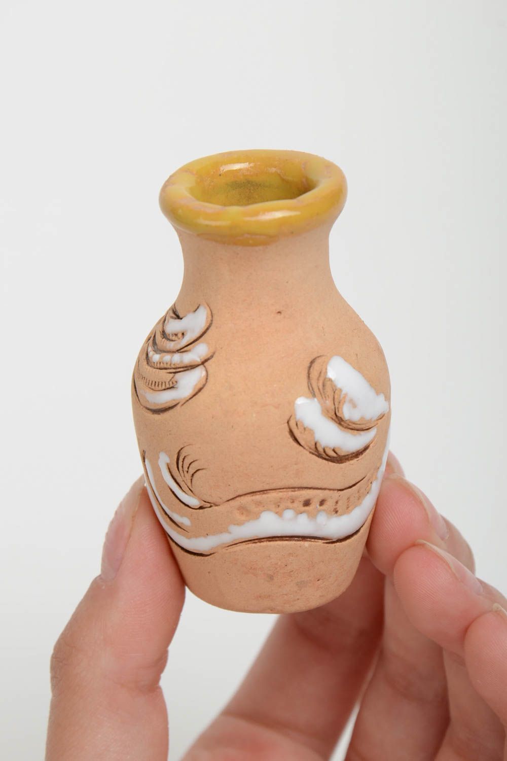 Figurine en terre cuite Cruche miniature décorative originale faite main photo 4