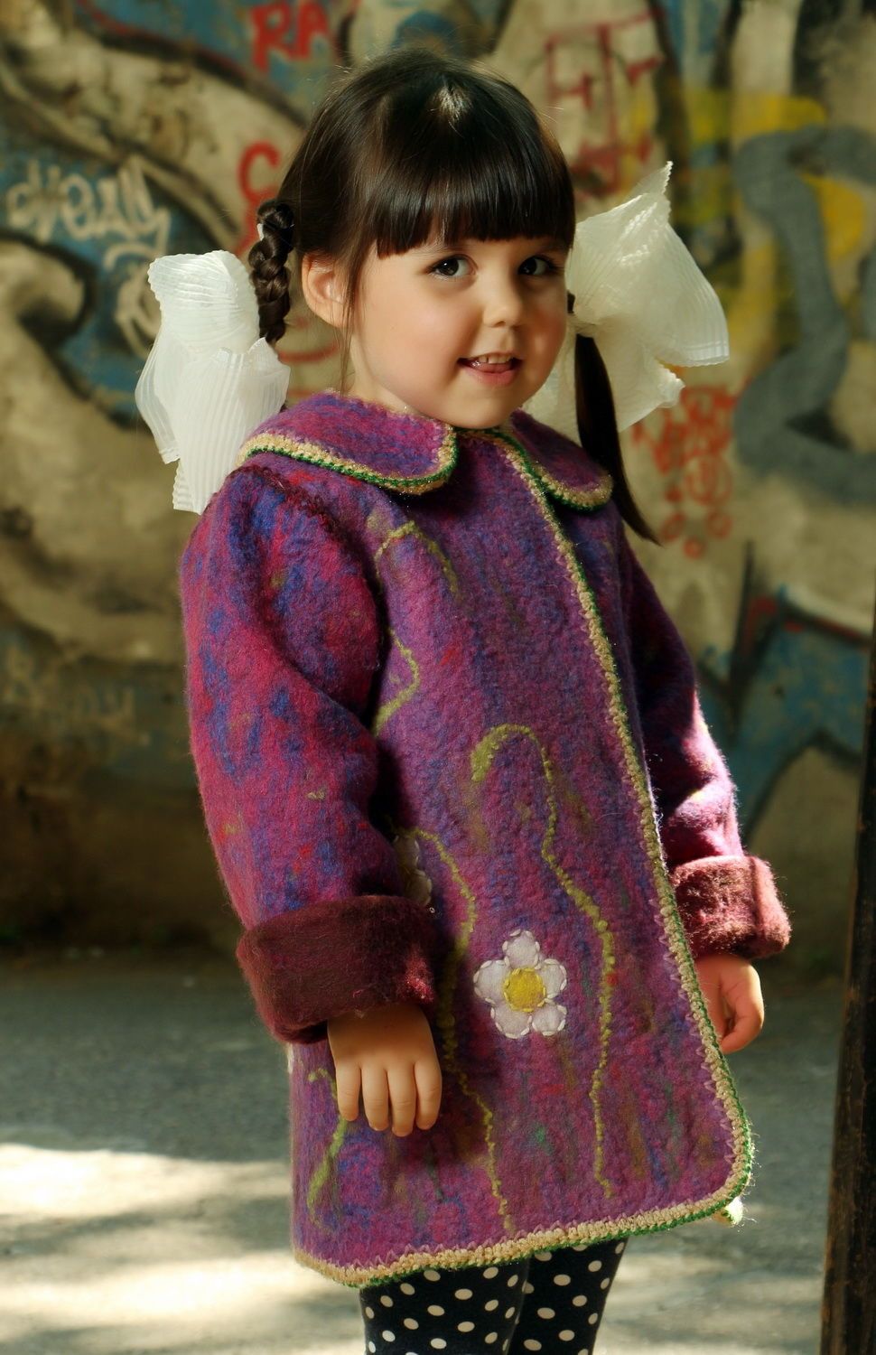 Abrigo para niña de lana foto 3