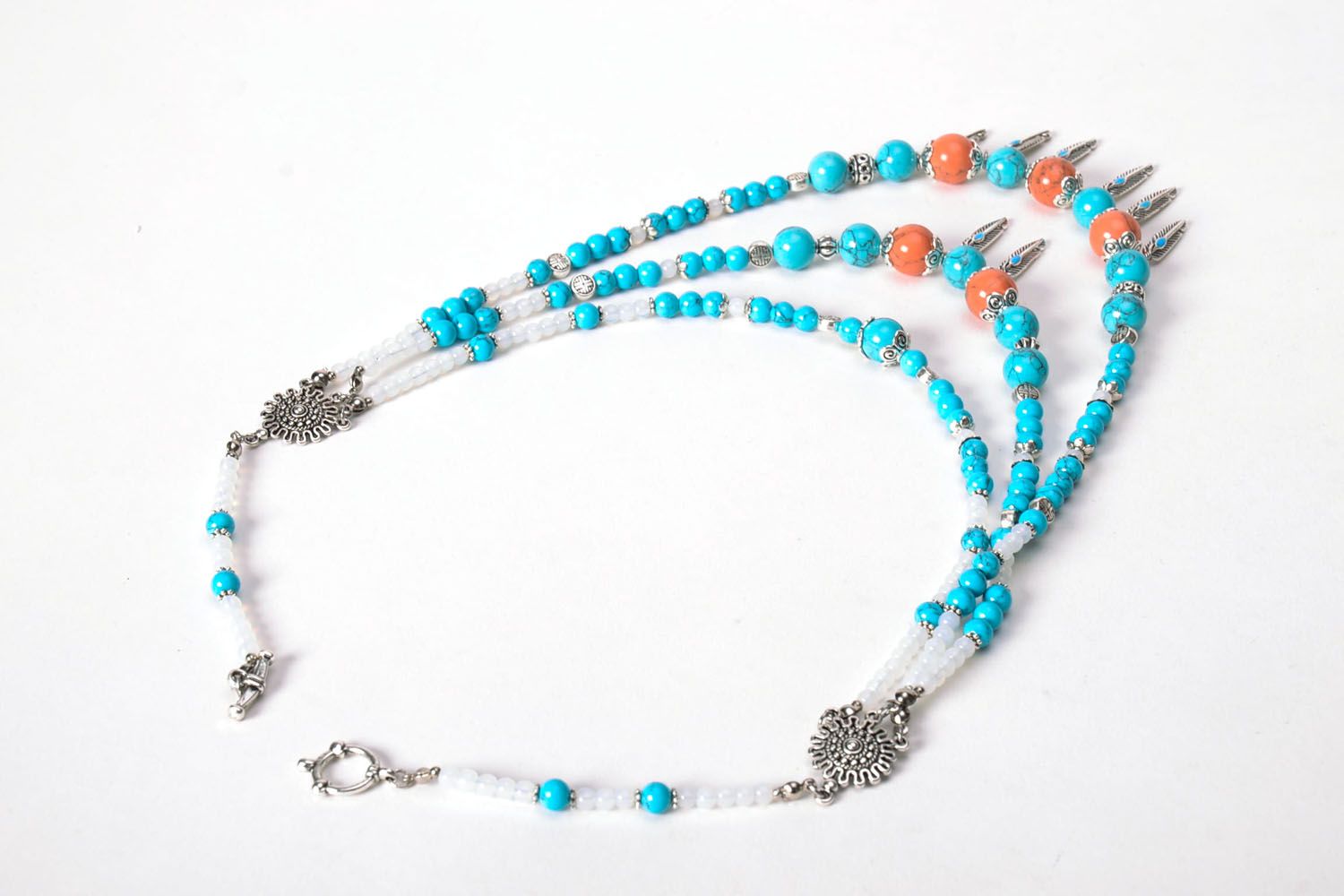 Necklace with turquoise and moon stone photo 2