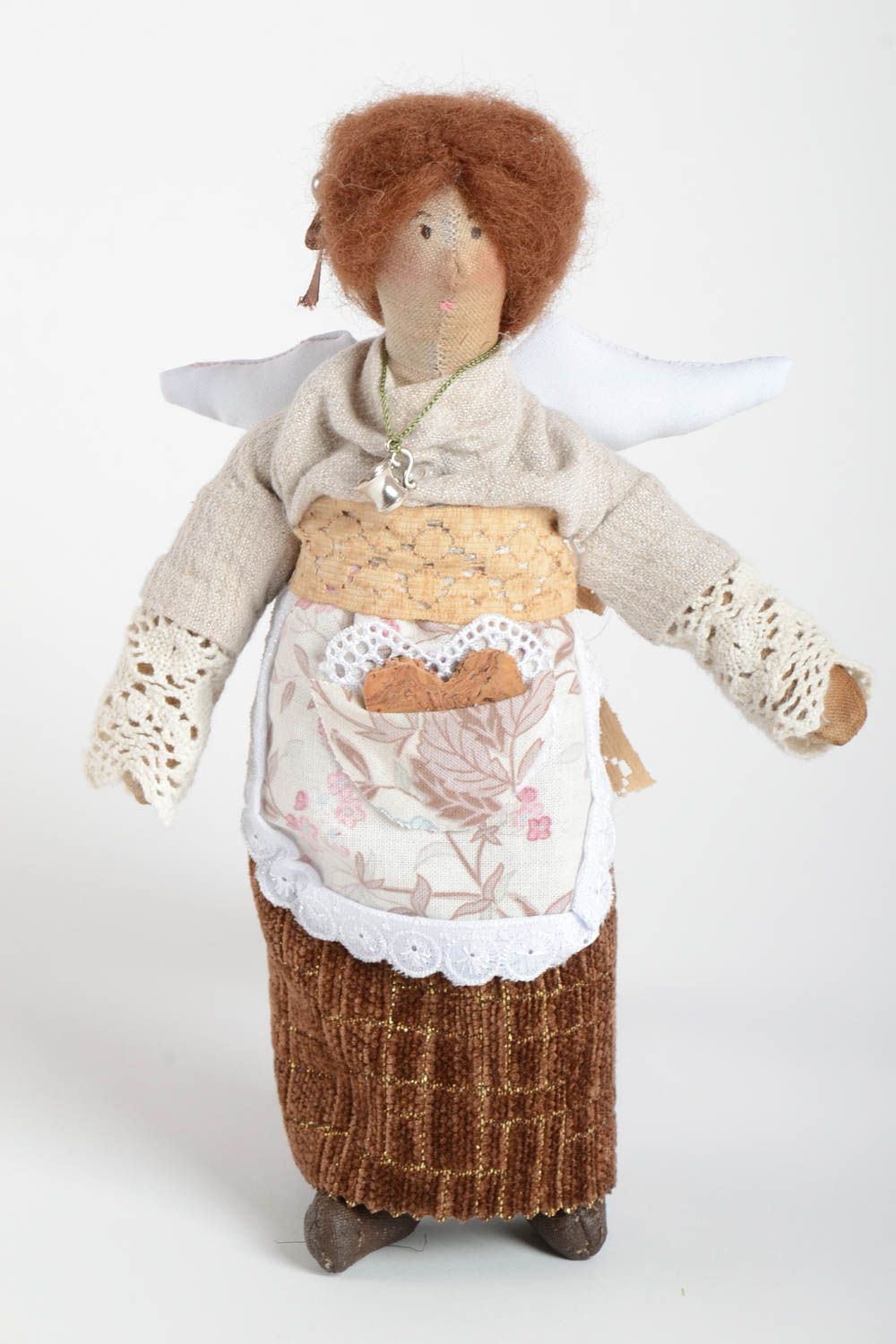 Авторская тканевая кукла из льна и хлопка ручной работы для интерьера Хозяюшка фото 2