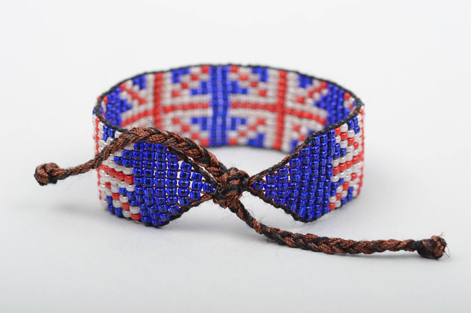 Браслет ручной работы браслет из бисера модная бижутерия британский флаг фото 2
