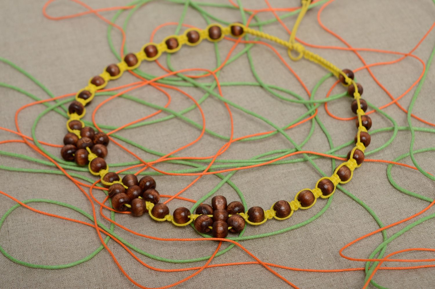 Macrame woven transforming jewelry with beads photo 5