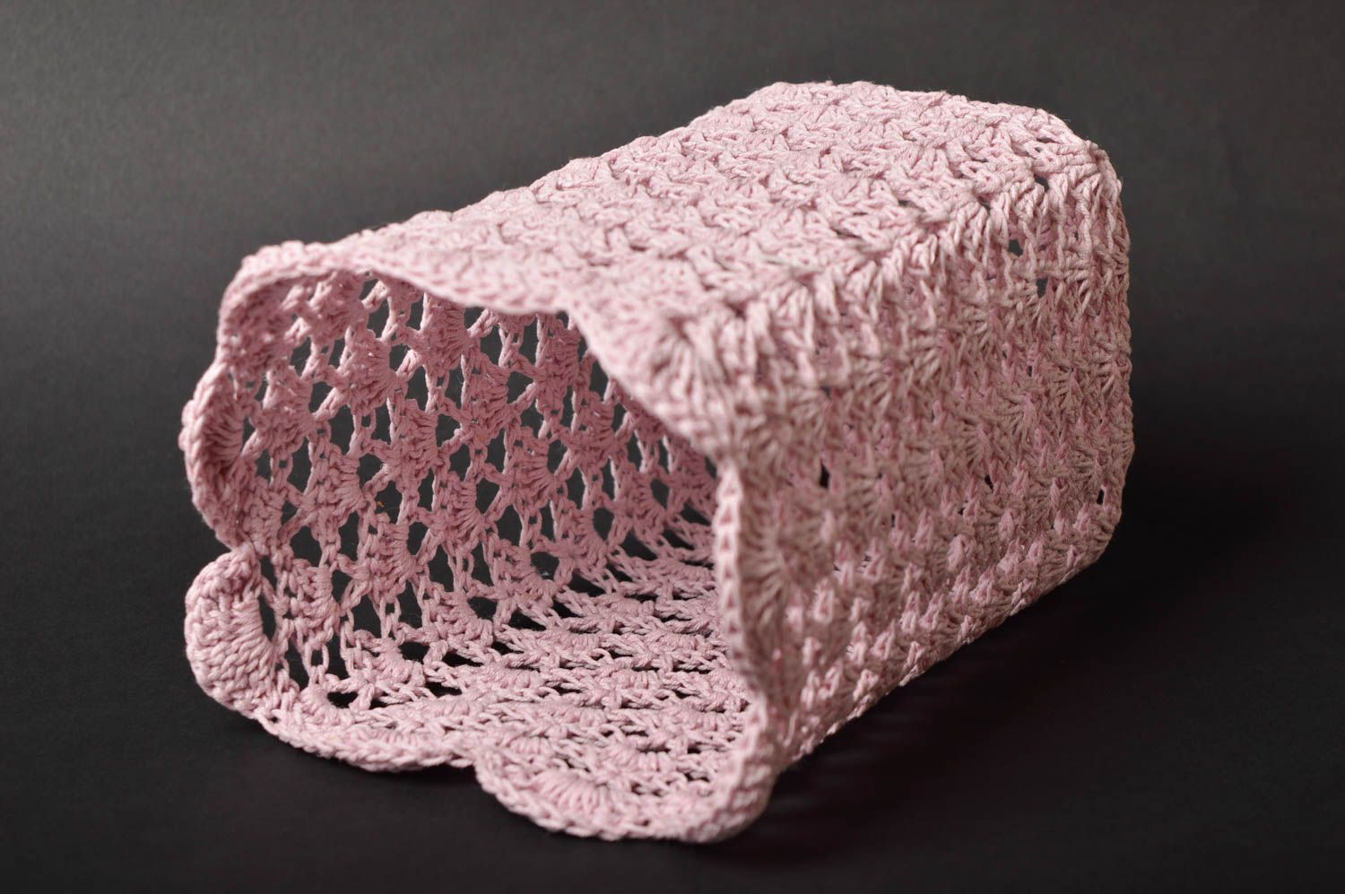 Handmade home decor crochet basket flower pot holder table decor souvenir ideas photo 3