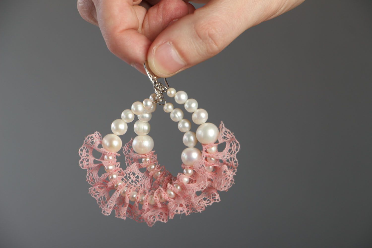 Beautiful earrings with pearls photo 4