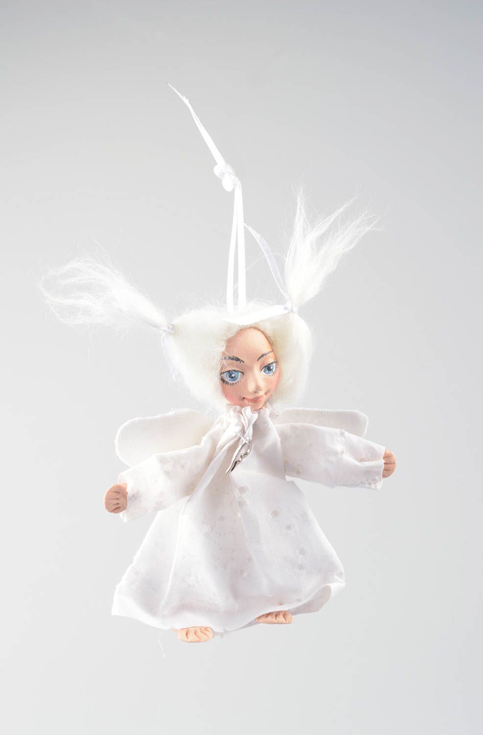 Handgefertigt Engel Figur Deko Hänger Wohnzimmer Deko in Weiß für Kinder foto 3
