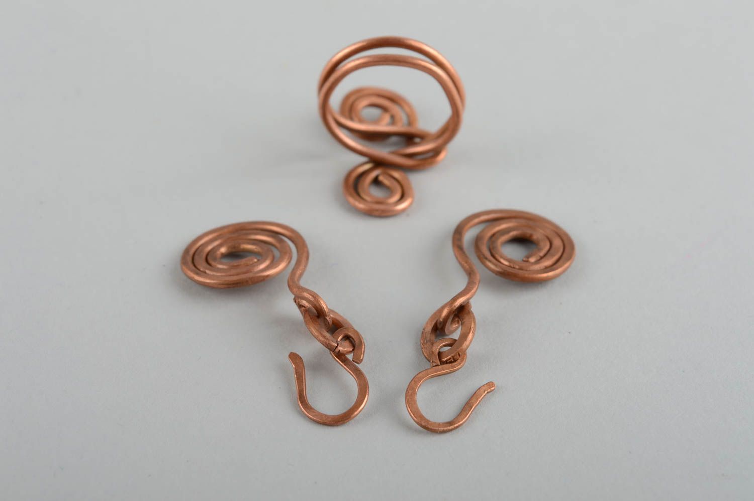 Set di orecchini e anello fatto a mano kit di accessori in metallo rame
 foto 3