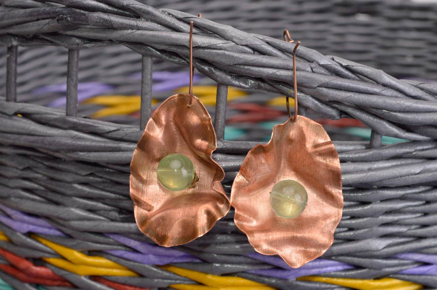 Pendientes artesanales de cobre bisutería fina regalo original para mujeres foto 1