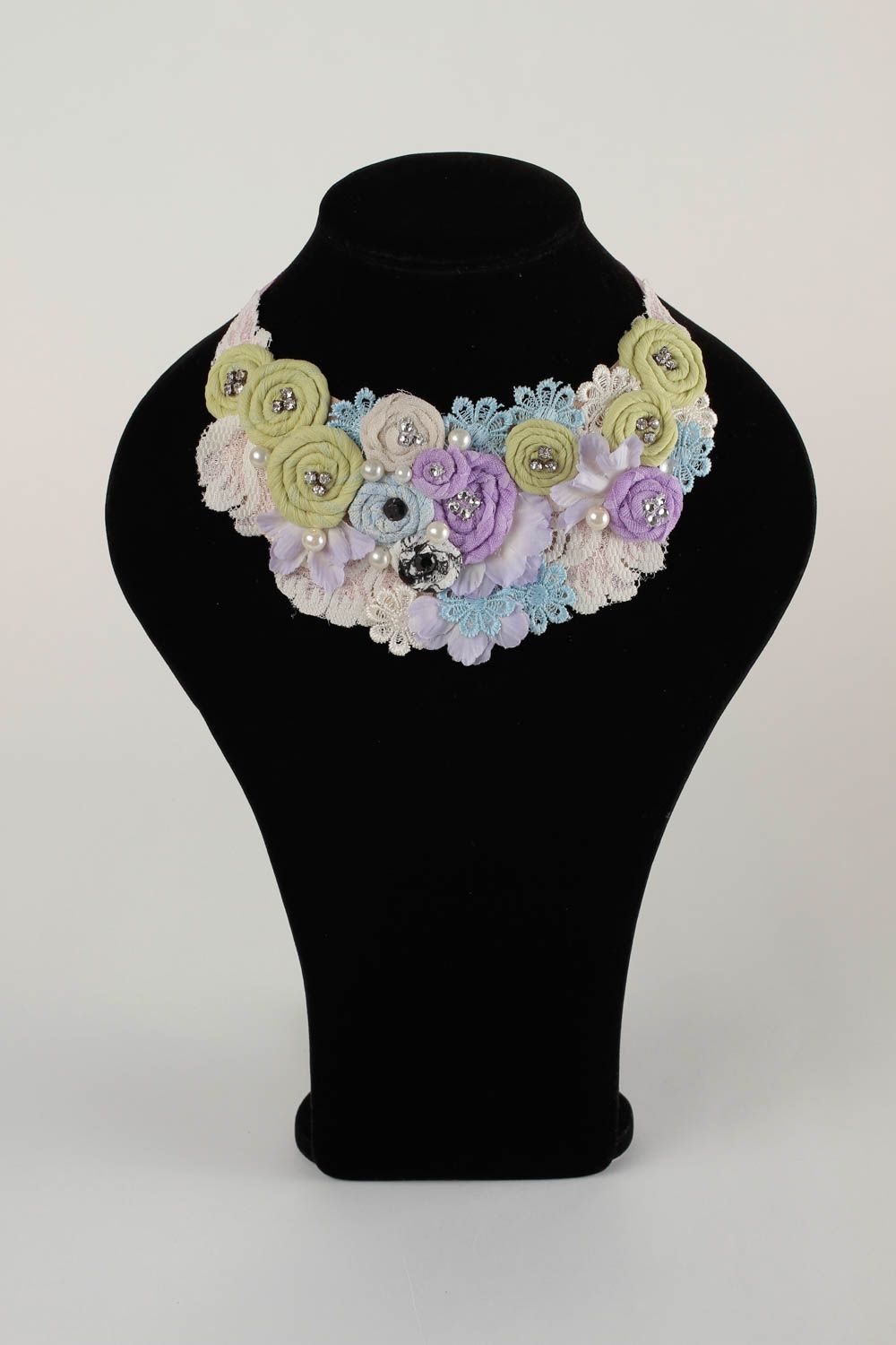 Handmade flower necklace textile necklace costume jewelry designs gifts for her photo 1