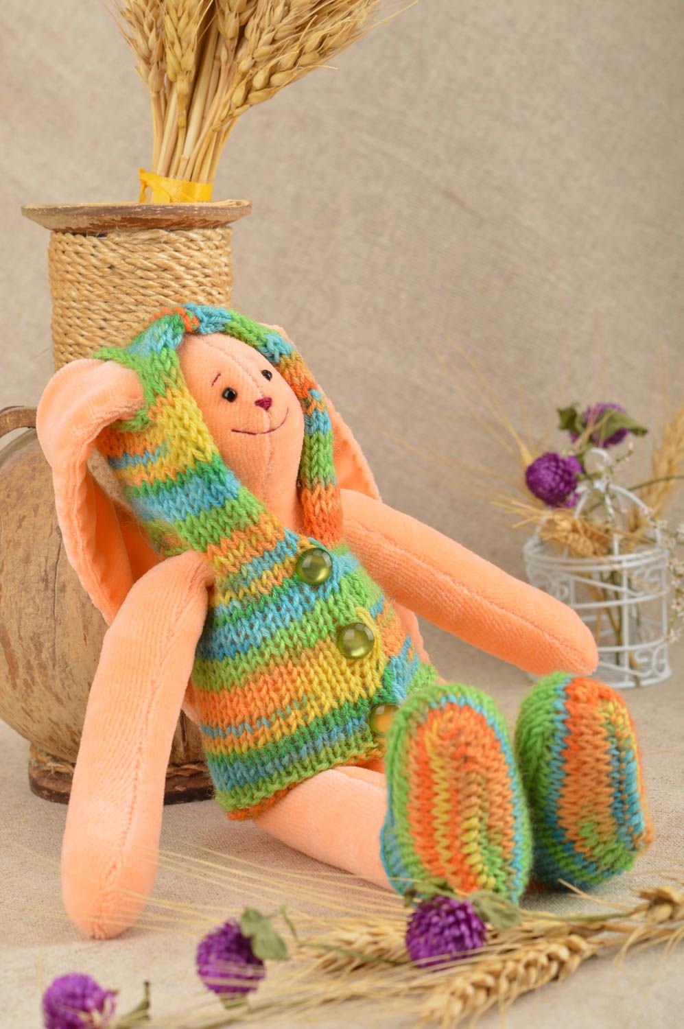 Cuddly toy handmade toy rabbit toy best gifts for children nursery decor photo 1