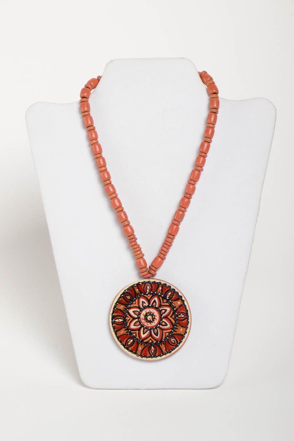 Handmade necklace ceramic jewelry pendant necklace ethnic jewellery photo 2
