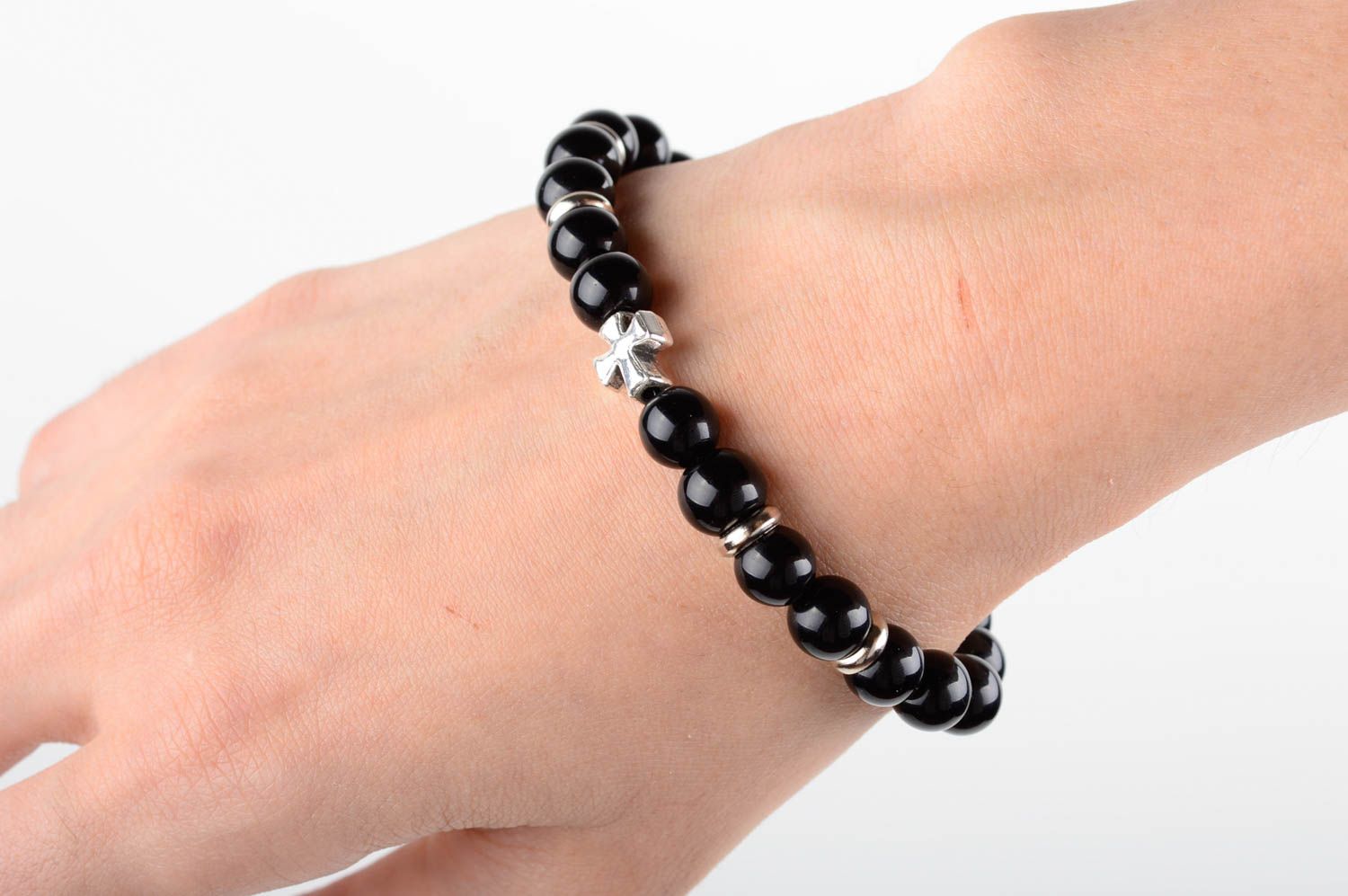 Bracelet en pierres naturelles fait main noir design élégant cadeau pour femme photo 3