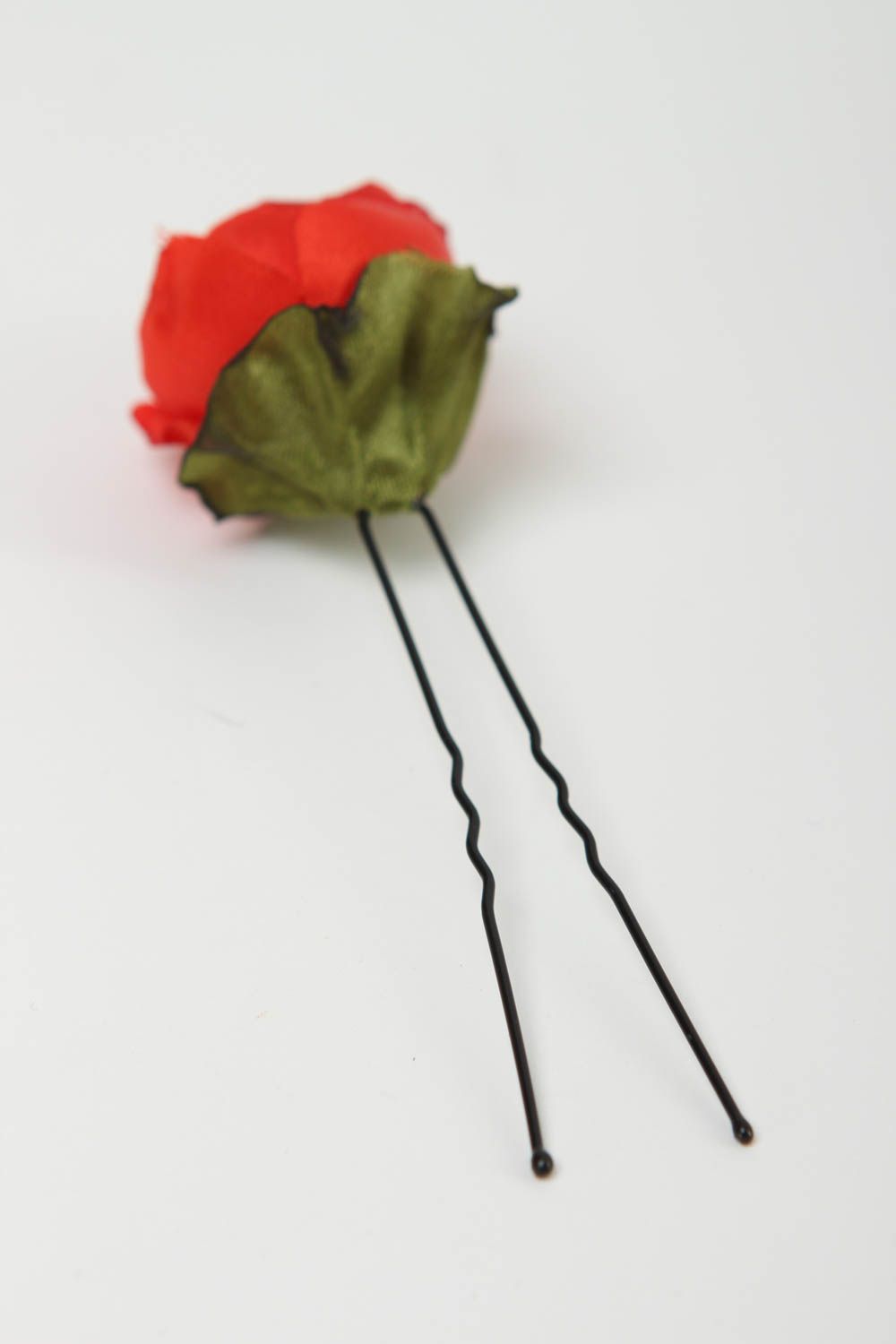 Handmade Haarnadel mit Blume Schmuck für die Haare Mode Accessoire rot schön foto 4