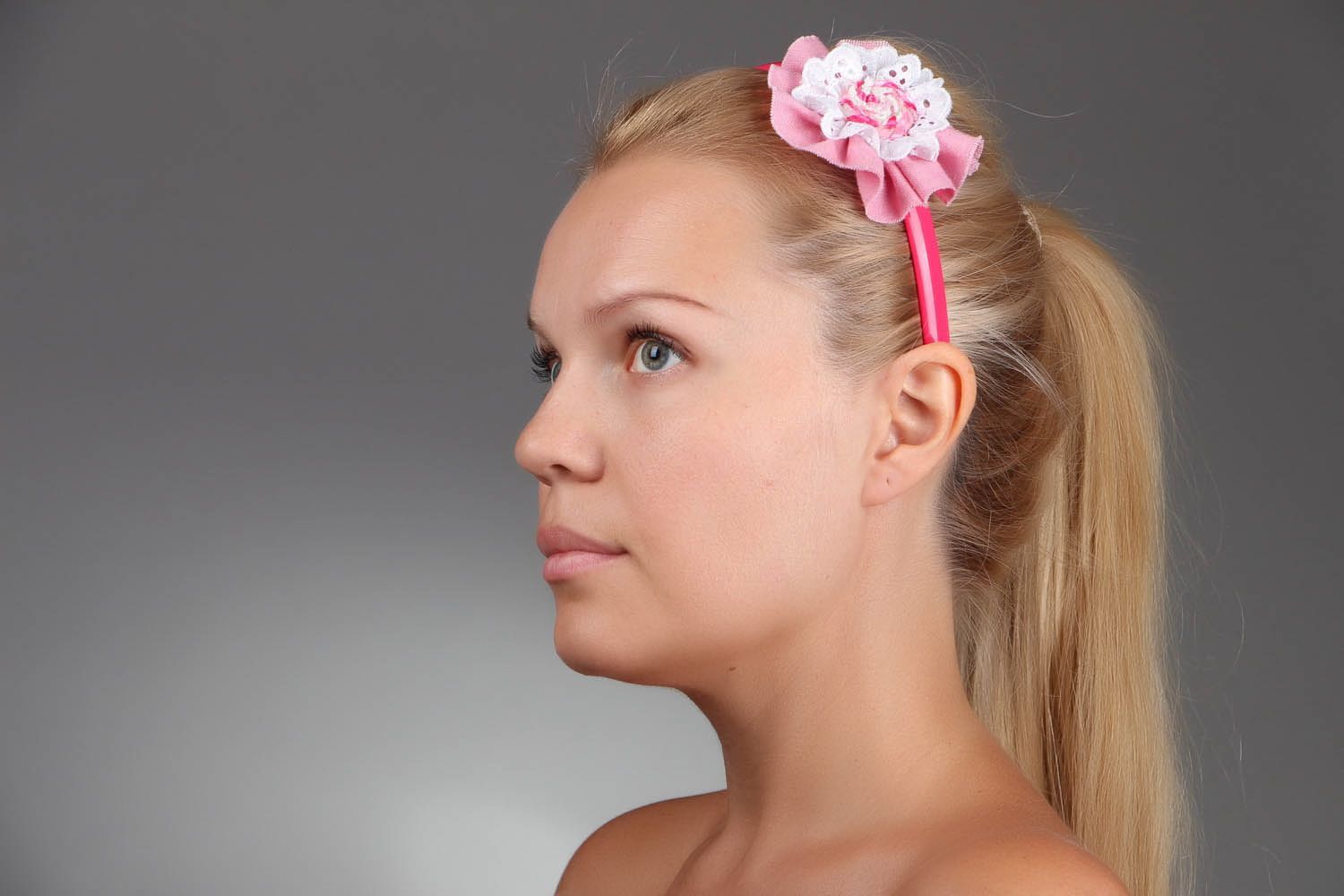 Pink hairband with flower photo 5