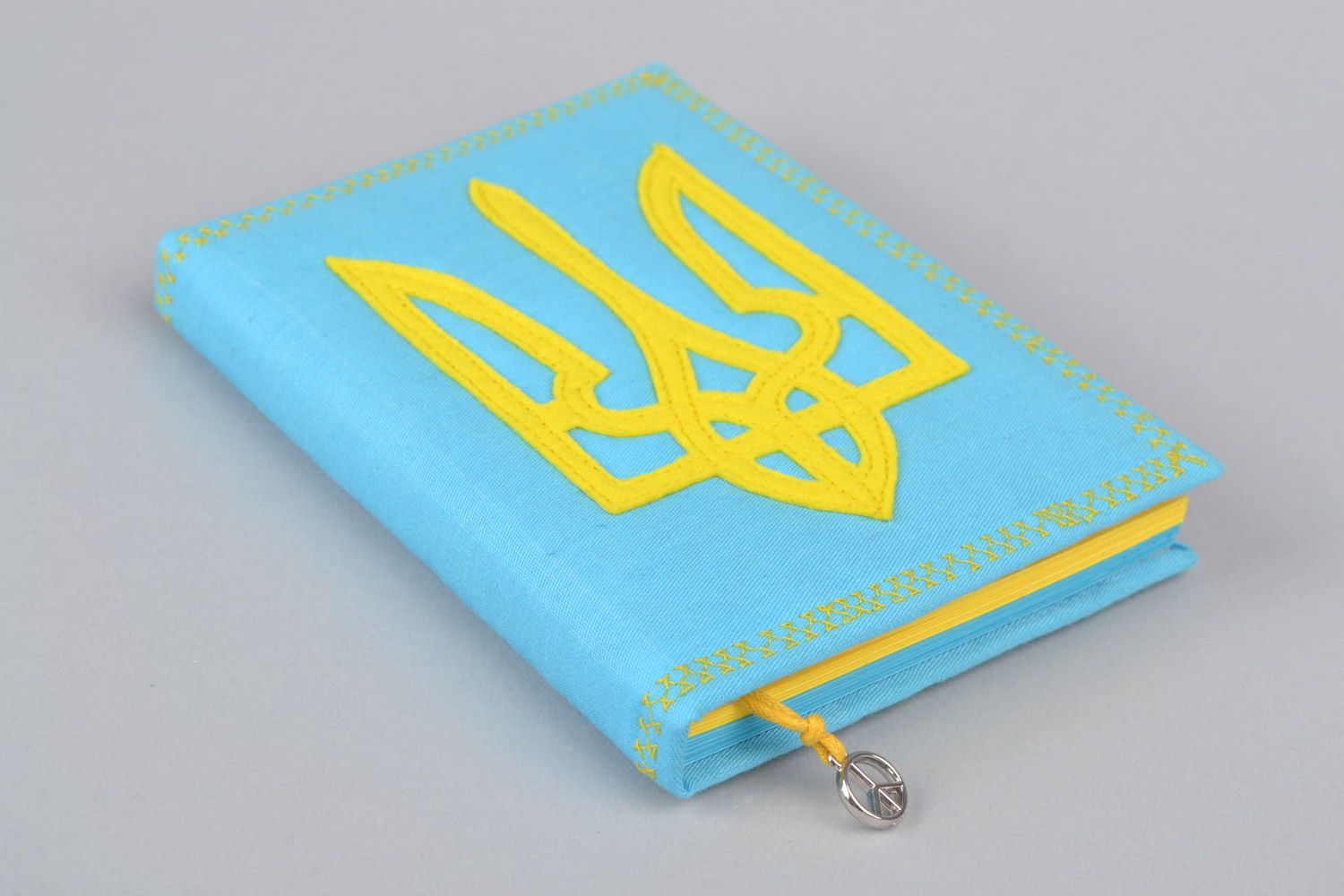Блокнот с тканевой обложкой с закладкой хэнд мэйд Украина на 100 листков фото 3
