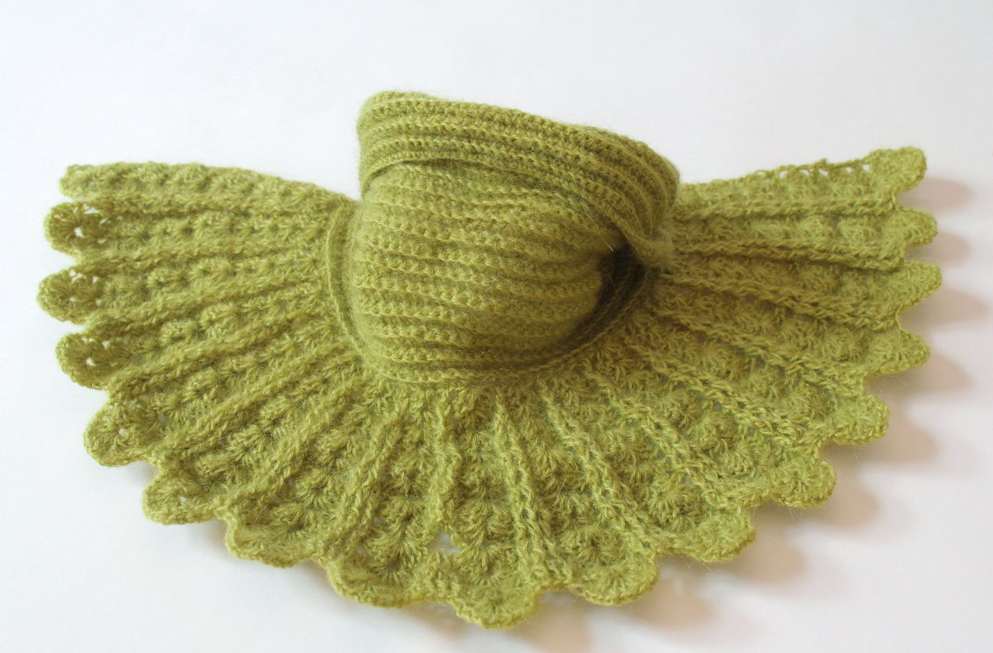 Col tricoté en mohair chaud vert photo 3