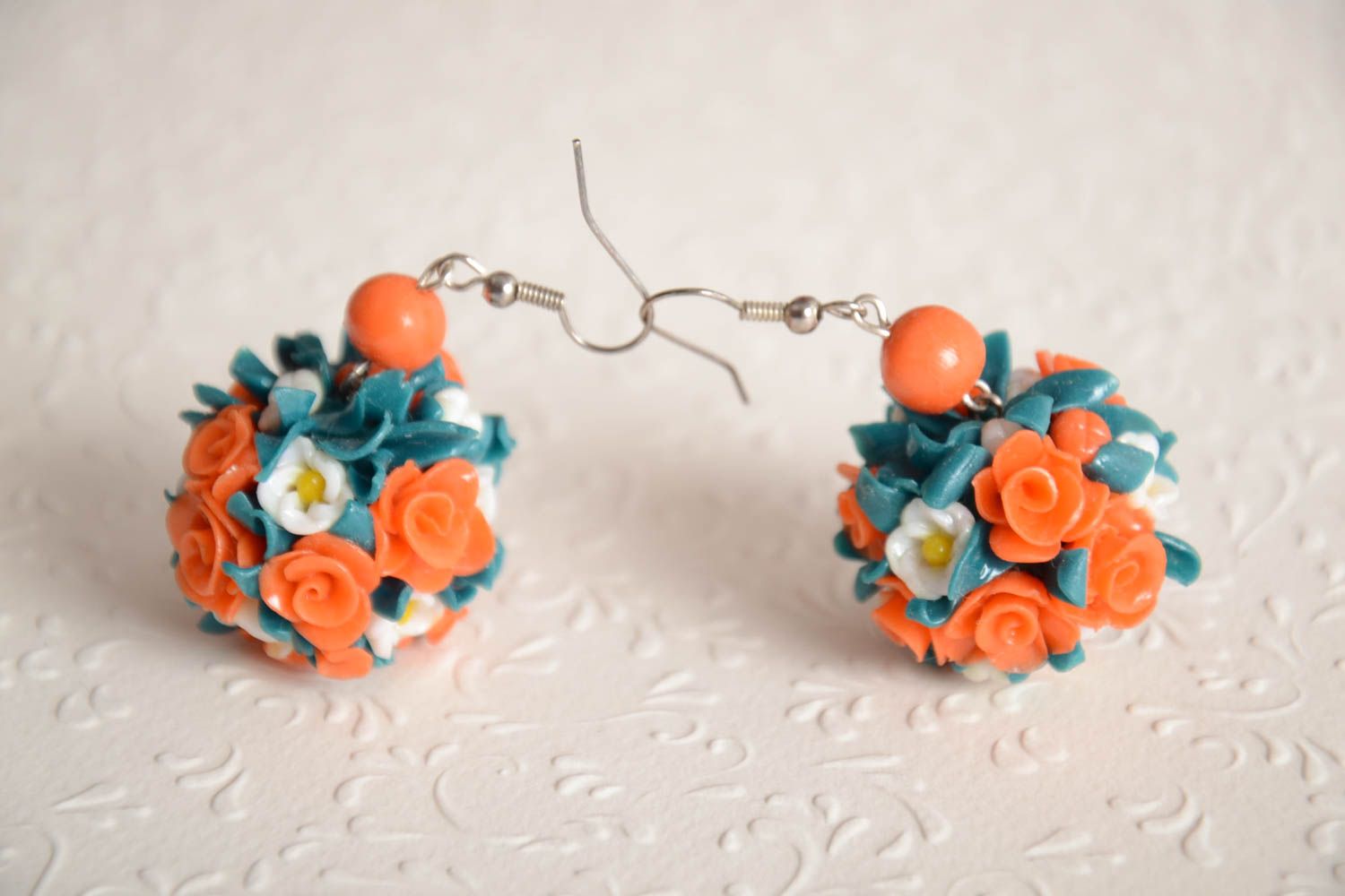 Handmade festive flower earrings colorful accessories female earrings gifts photo 1