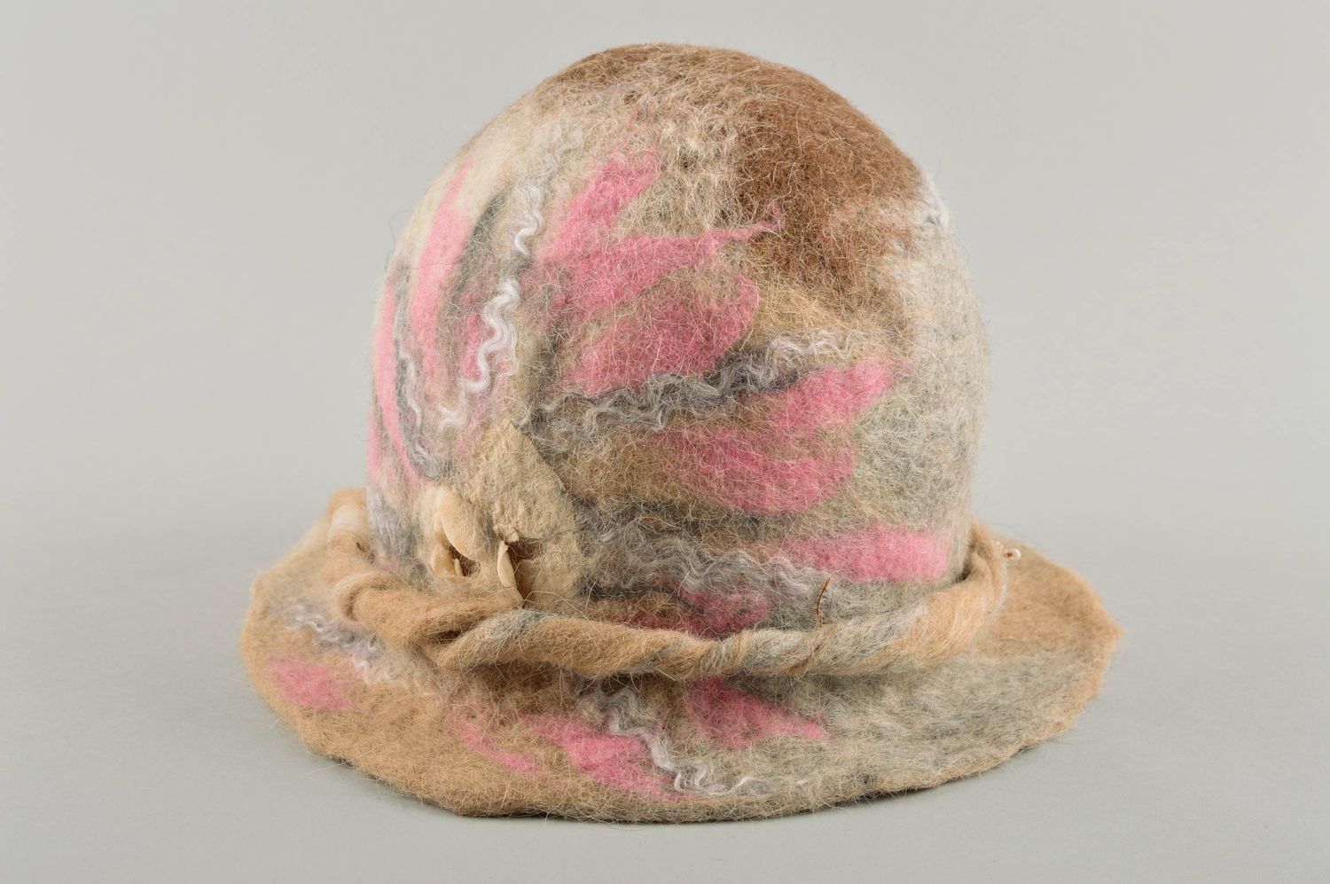Handmade Damen Hut originell Accessoire für Frauen Filz Hut beige modisch foto 5