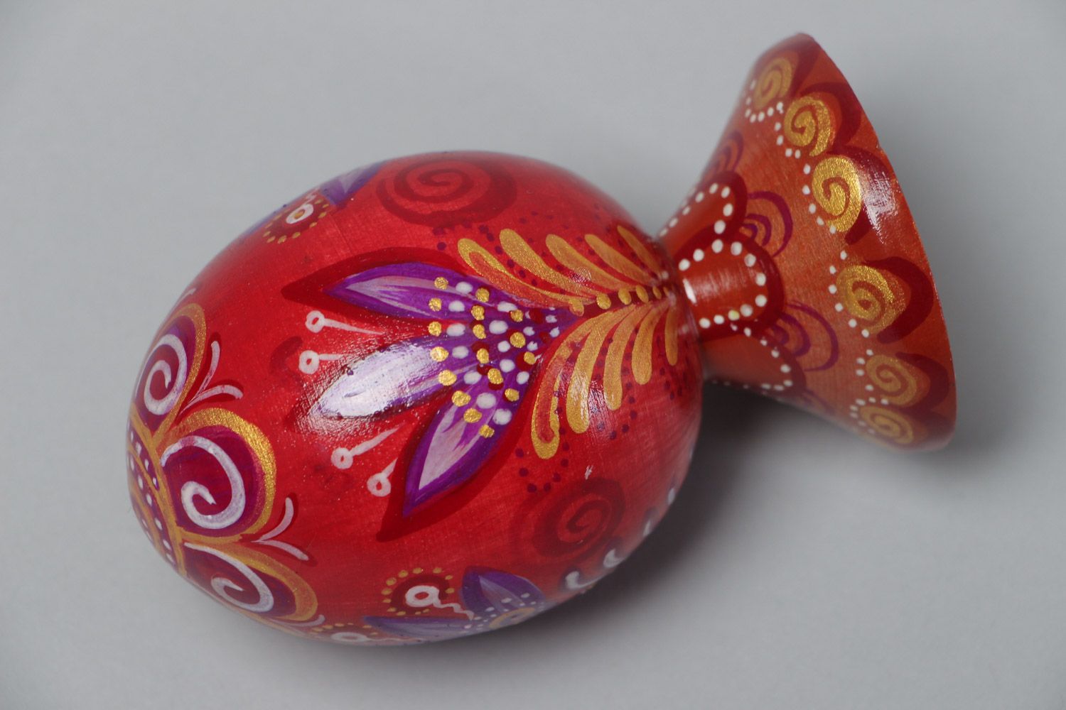Handmade beautiful painted wooden egg on stand Easter decorative ideas for home  photo 3