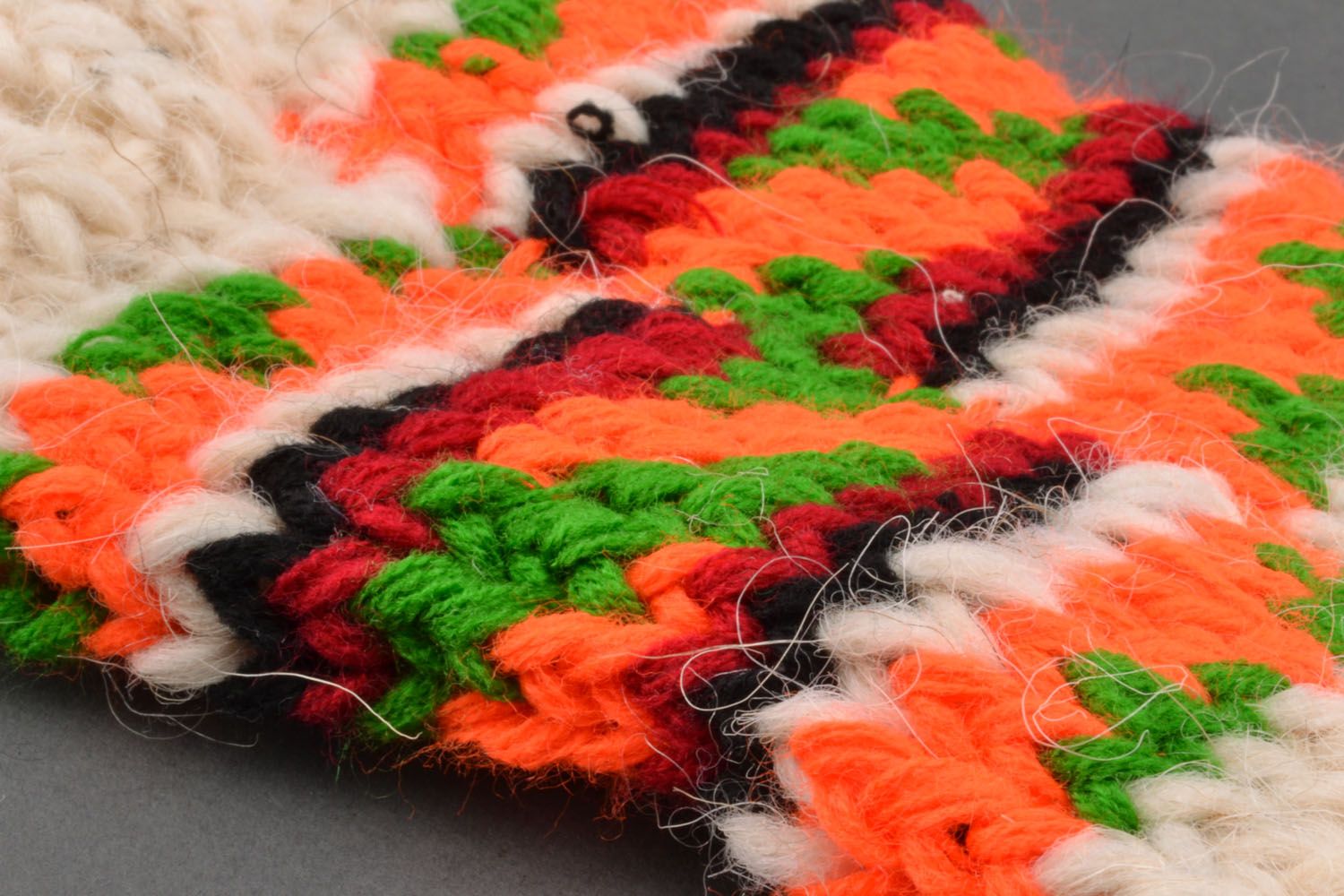 Homemade knitted woolen socks photo 3