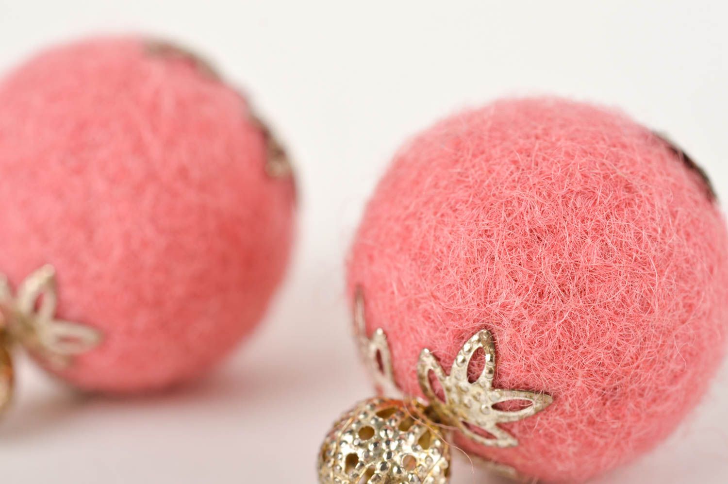 Handmade pink ball earrings stylish elegant earrings tender accessories photo 4