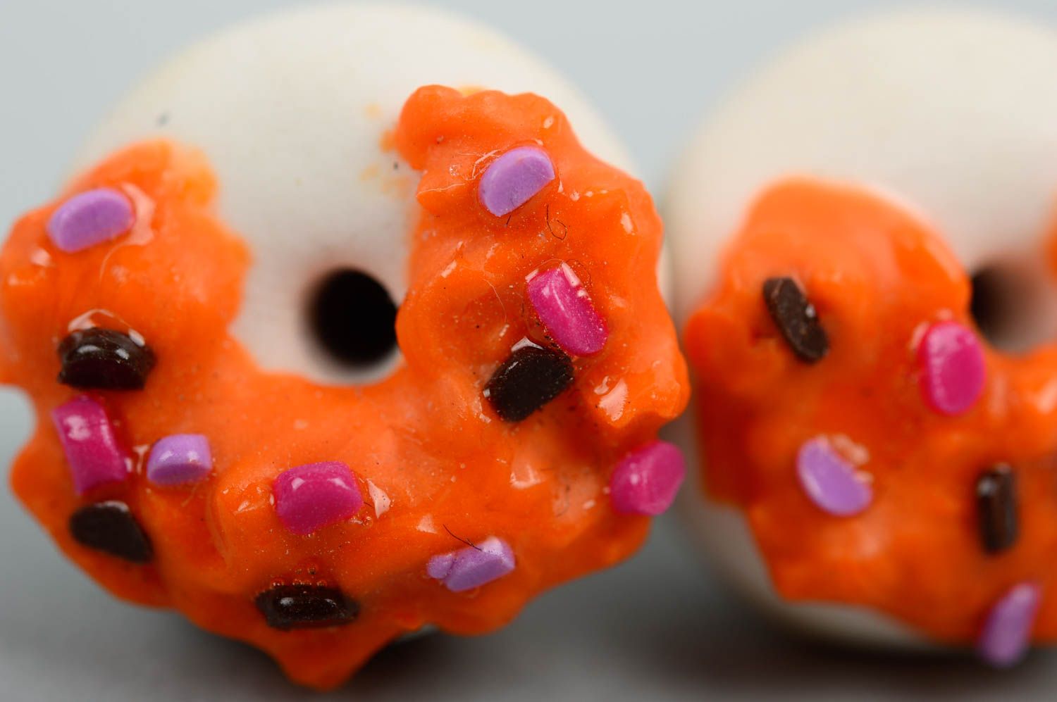 Украшение ручной работы серьги из полимерной глины модные серьги в виде пончиков фото 4