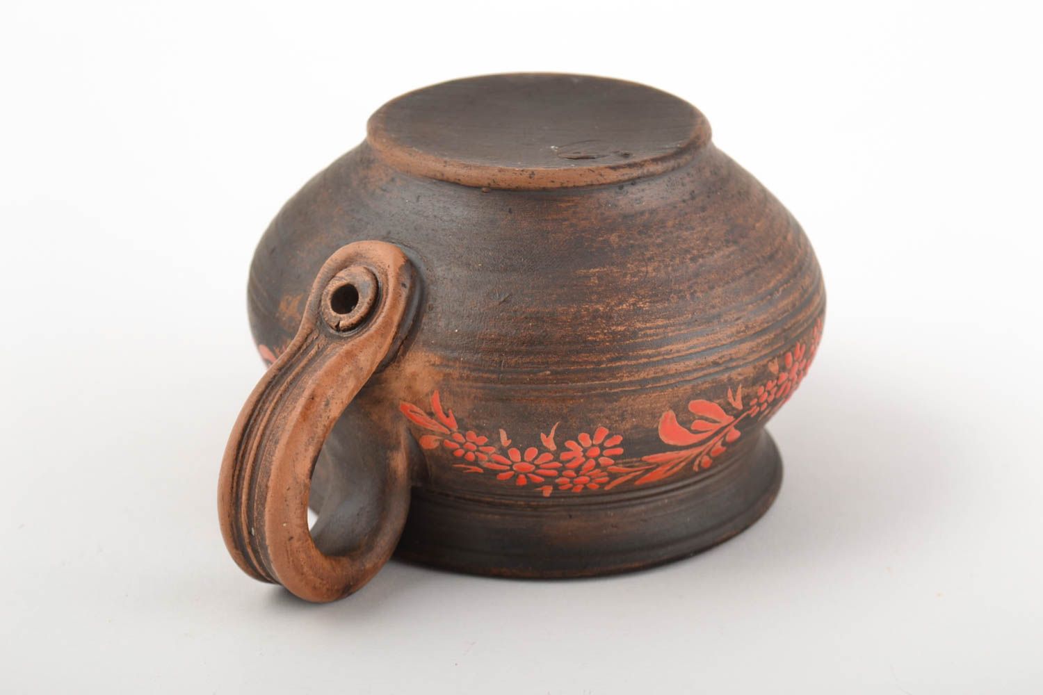 Keramik Handarbeit Tasse aus Keramik Ton Geschirr schöne Teetasse 300 ml bemalt foto 2
