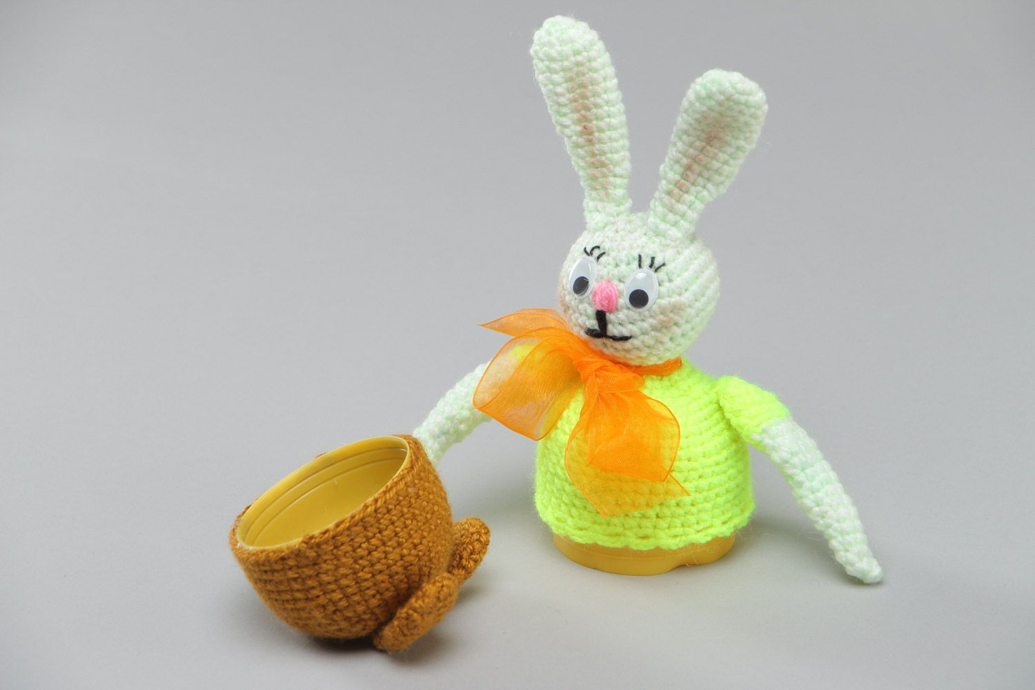 Handmade crochet soft toy hare for children photo 3