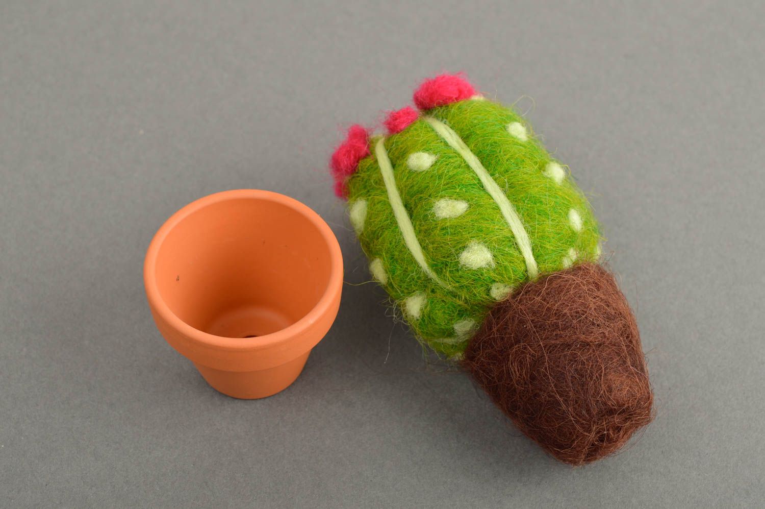 Fleur décorative faite main Cactus artificiel en laine feutrée Déco maison photo 5