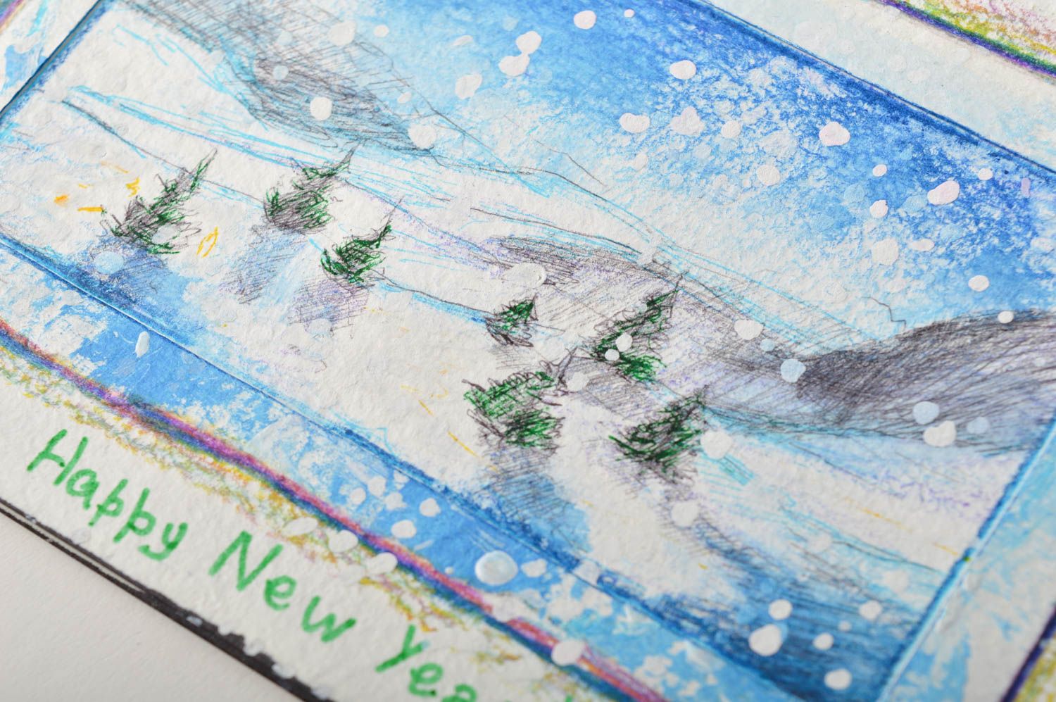 Neujahr Grusskarte handmade Künstler Karte ungewöhnlich Papier Karte schön foto 3