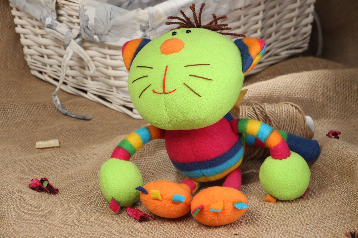 Мягкая тканевая игрушка Радужный кот фото 5
