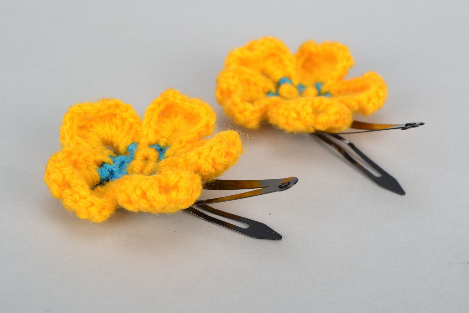 Flower hair clips Yellow Poppy photo 4