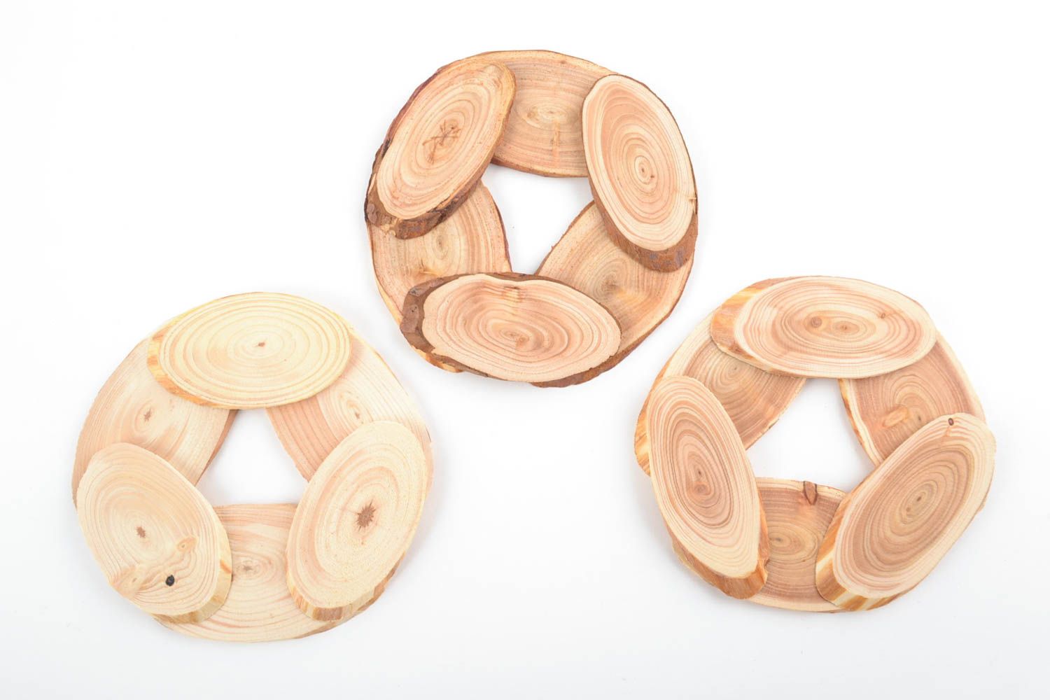 Handmade Untersetzer aus Holz für Tassen und anderes heiße Geschirr Set 3 Stück foto 4