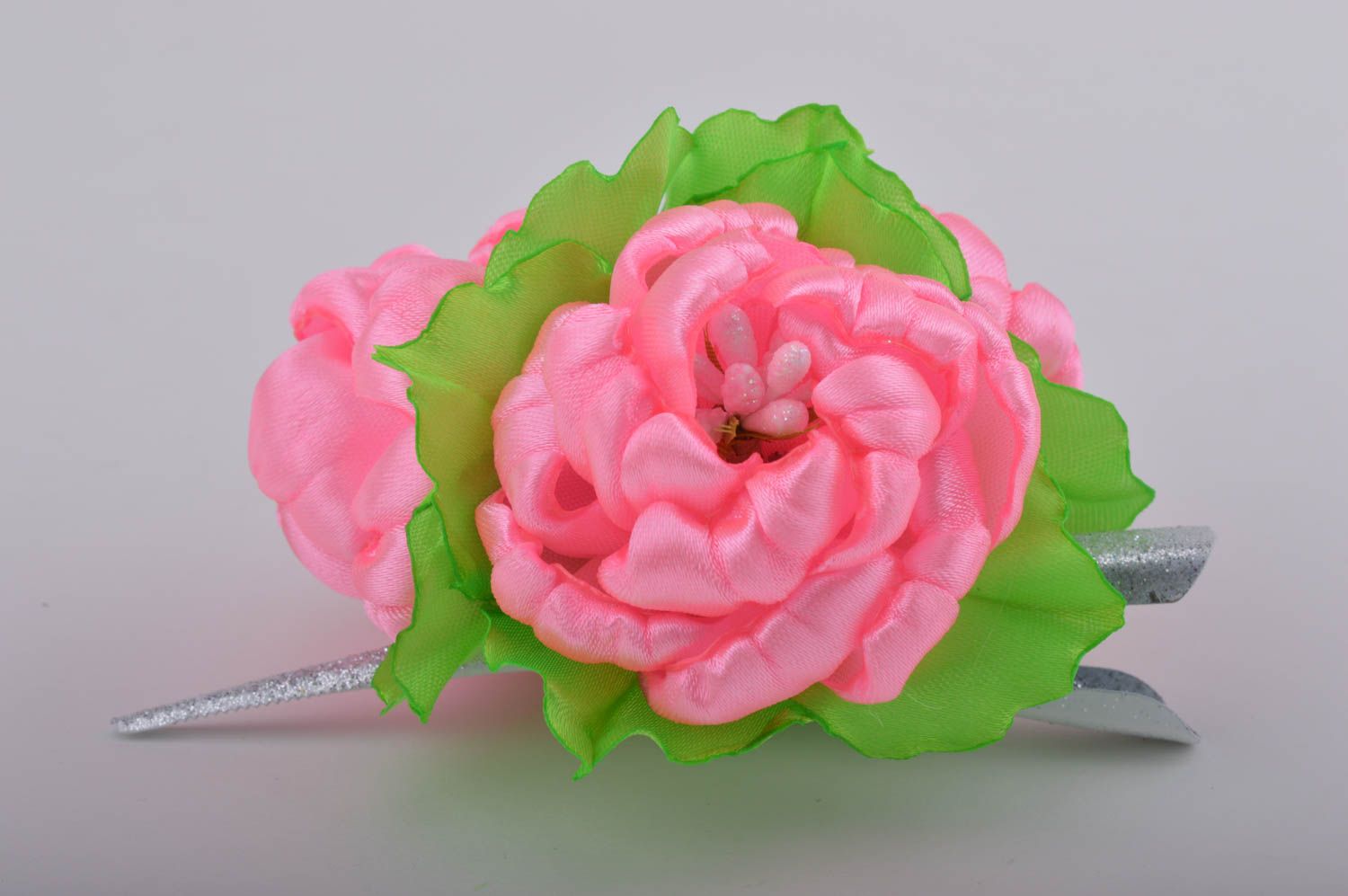 Handmade rosa Haarspange Blume Mädchen Haarschmuck Accessoire für Kind foto 2