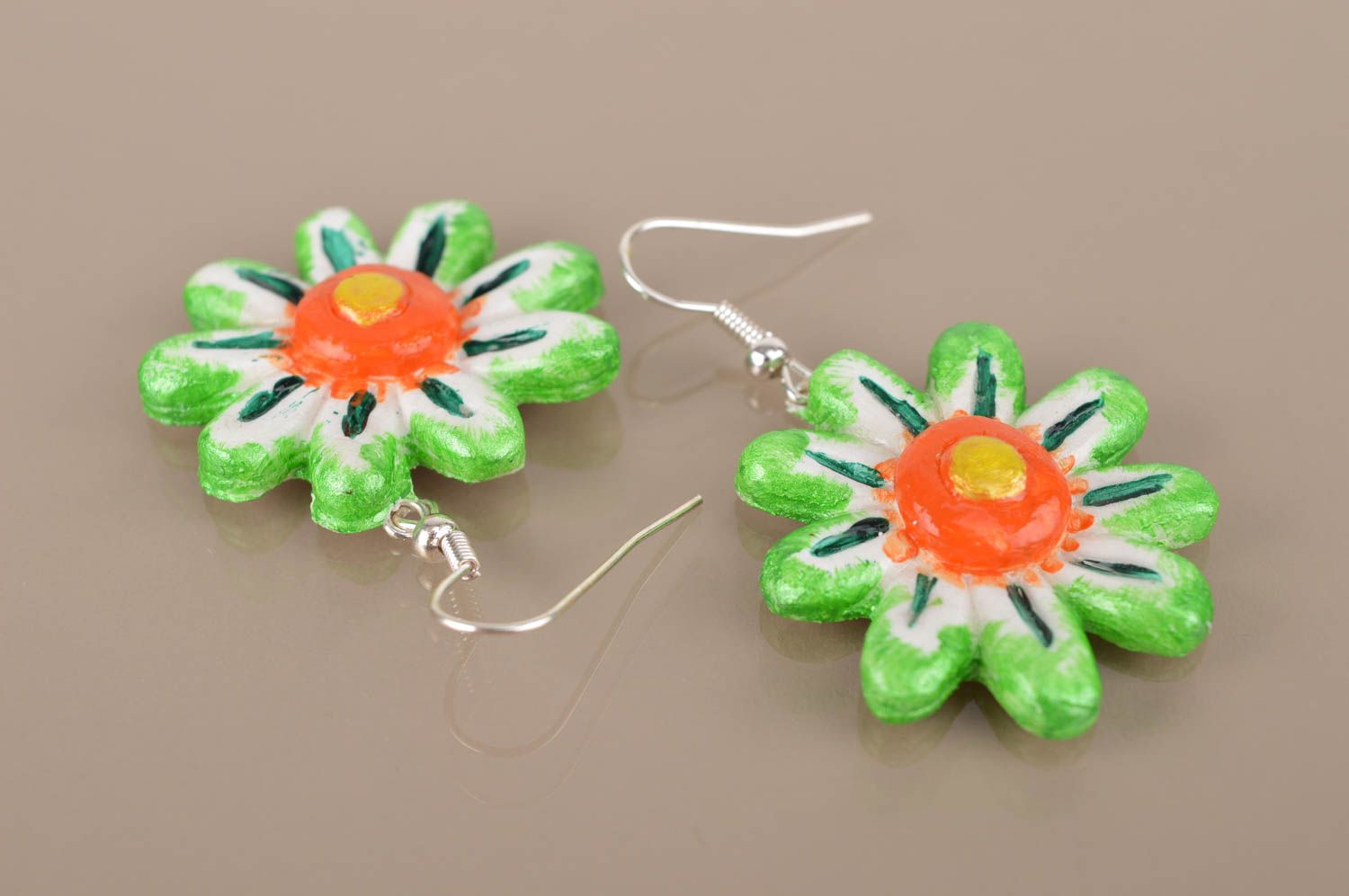 Серьги ручной работы серьги из керамики модная бижутерия цветы весенние фото 3