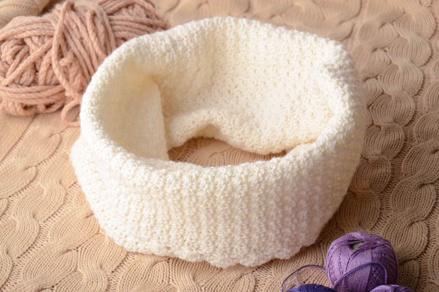 Crochet warm winter collar scarf photo 1